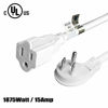 Picture of FIRMERST 1875W Flat Plug Extension Cord 10 Feet 14 AWG 15A White, UL Listed, Pack of 2