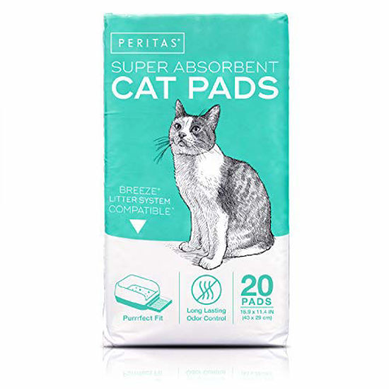 Picture of Peritas Cat Pads | Generic Refill for Breeze Tidy Cat Litter System | Cat Liner Pads for Litter Box | Quick-Dry, Super Absorbent, Leak Proof | 16.9"x11.4" (20 Count) (Original)