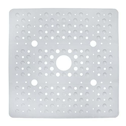 Picture of SlipX Solutions Extra Large Square Shower Mat, 27 x 27 Inches, Provides More Coverage & Non-Slip Traction (100 Suction Cups, Great Drainage, Solid White)