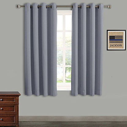 Picture of Rose Home Fashion RHF Blackout Thermal Insulated Curtain - Antique Bronze Grommet Top for Bedroom 52W by 63L Inches-Grey (SYNCHKG112297)