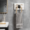 Picture of MyGift Whitewashed Rustic Wood & Industrial Pipe Wall Mounted Rope Towel Ring