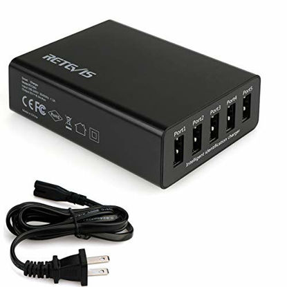Picture of Retevis 5-Port USB Wall Charger Radio Charging Station for H-777 RT19 RT7 RT16 RT68 H777S RT49 RT18 RB18 RT27 RT17 RT21V RT-5R RT76P Walkie Talkies Baofeng Cobra HYT 2 Way Radios and iPhone (1 Pack)