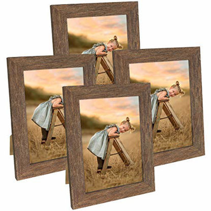 Picture of Hap Tim 5x7 Picture Frame Brown Wooden Photo Frames for Tabletop Display and Wall Decoration, Set of 4 (CWH-5x7-BR)