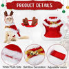 Picture of 3 Pieces Pet Christmas Costumes Set Includes Puppy Cat Cloak with Star and Pompoms Kitten Dog Antlers Headband Pet Reindeer Headwear Cat Santa Cape with Bell Pet Christmas Costume Accessories