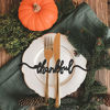 Picture of Thanksgiving Cutout Wood Table Place Card Thankful Grateful Blessed Gather Wood Word Table Decorations Fall Themed Thanksgiving Party Table Home Supplies (Black, 8)