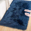 Picture of LOCHAS Ultra Soft Fluffy Rugs Faux Fur Sheepskin Area Rug for Bedroom Bedside Living Room Carpet Nursery Washable Floor Mat, 2x3 Feet Navy