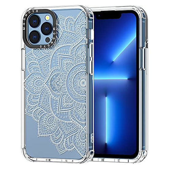 Picture of MOSNOVO Compatible with iPhone 13 Pro Max Case, Half Mandala Print for Girl Women Men [ Buffertech Impact ] Transparent TPU Bumper Clear Phone Case Cover Designed for iPhone 13 Pro Max 6.7 Inch