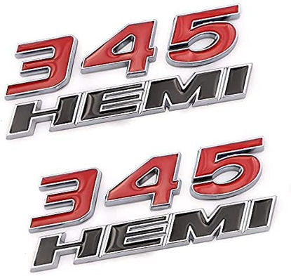 Picture of 2X 3D Car Emblem For 345 HEMI Sticker Side Door Fender Rear Trunk Badge Decal for SRT Challenger (Black Red)