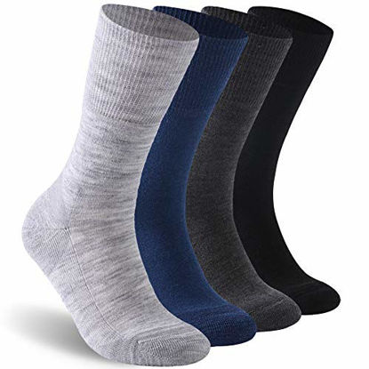 Picture of Facool Wide Ankle Socks, Men's Women's Merino Wool Non-Binding Diabetic Socks with Seamless Toe(Big and Tall Available) 3 Pair,Multi-Color (Light Gray, Deep Gray, Navy Blue),XL