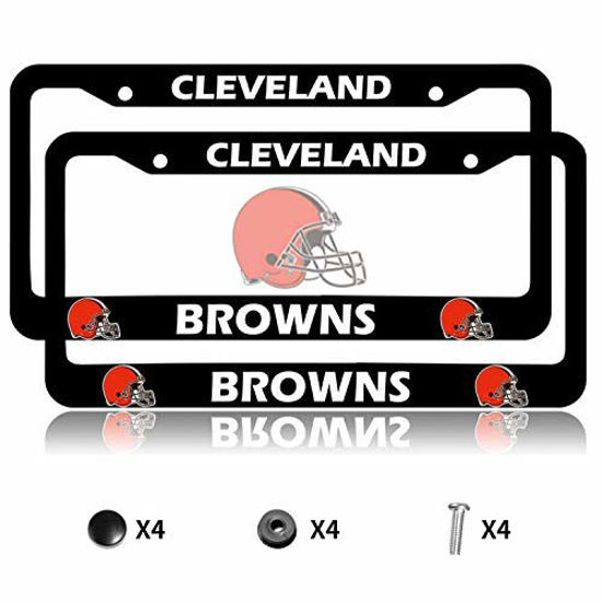 GetUSCart- for Browns License Plate Frames, Aluminum Alloy Browns License  Plate Holder,Universal American Auto Licence Plate Frame Covers,  Rust-Proof, Rattle-Proof, Weather-Proof