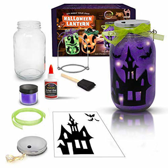 Picture of Mason Jar Lantern Craft Kit - DIY Make Your Own Lantern Jar - Craft Project for Kids - Great Gift (Halloween(Haunted House))