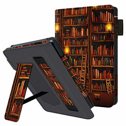 Picture of Huasiru Handheld Case for All Kindle Paperwhite Generations - PU Leather Protective Cover with Hand Strap, Library