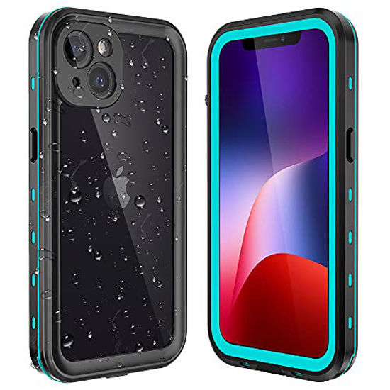 Picture of iPhone 13 Waterproof Case Blue,Built-in Screen Protector Full Body Rugged Heavy Duty Protective Cover for iPhone 13, Dropproof Shockproof Anti-Scratch Phone Case for iPhone 13 6.1 inch (Clear Blue)