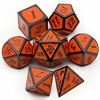 Picture of Haxtec Black Orange Metal DND Dice Set Dungeons and Dragons Pathfinder RPG Halloween Dice-Evil Pumpkin