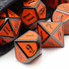 Picture of Haxtec Black Orange Metal DND Dice Set Dungeons and Dragons Pathfinder RPG Halloween Dice-Evil Pumpkin