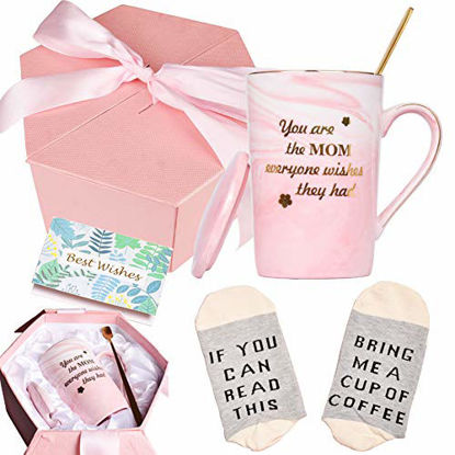 Picture of Bosmarlin Birthday Mothers Day Gifts Coffee Mug Set for Mom from Daughter, Funny Mug for Mother, 13 Oz (You are the mom)