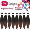 Picture of Pre Stretched Braiding Hair 16 Inch 8 Packs Braiding Hair Extensions Braid Professional Synthetic Fiber Crochet Twist Braids (16 Inch (Pack of 8), T1B/30)