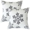 Picture of Sykting Christmas Pillow Covers 18x18 Inch with Raised Embroidery Snowflakes Neutral Boho Throw Pillow Covers Decorative for Winter Holiday White Pack of 2