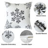 Picture of Sykting Christmas Pillow Covers 18x18 Inch with Raised Embroidery Snowflakes Neutral Boho Throw Pillow Covers Decorative for Winter Holiday White Pack of 2