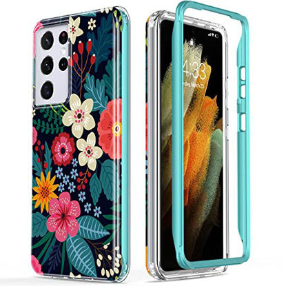 Picture of ESDOT for Samsung Galaxy S21 Ultra Case,Military Grade Passing 21ft Drop Test,Rugged Cover with Fashionable Designs for Women Girls,Protective Phone Case for Galaxy S21 Ultra 6.8" Blooming Flowers