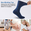 Picture of Facool Women's Men's Diabetic Socks Merino Wool Padded Neuropathy Socks Seamless Toe Non-Binding Top Diabete Crew Socks 3 Pairs Navy Blue Medium