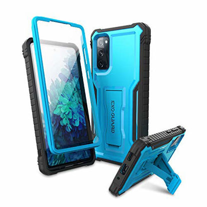 Picture of ExoGuard Samsung Galaxy S20 FE 5G Case, Rubber Shockproof Full-Body Cover Case Built-in Screen Protector with Kickstand for Samsung S20 FE 5G Phone (Blue)