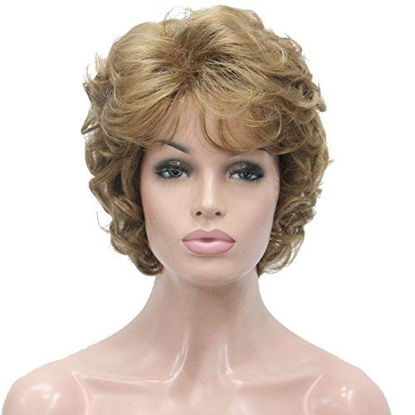 Picture of Lydell Women's Short Curly Wavy Wig Synthetic Hair Full Wig 6 inches (19 Light Strawberry Blonde)