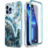 Picture of ESDOT iPhone 13 Pro Max Case with Built-in Screen Protector,Military Grade Cover with Fashion Designs for Women Girls,Protective Phone Case for Apple iPhone 13 Pro Max 6.7" Opal Marble Teal