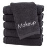 Picture of Arkwright Makeup Remover Fingertip Towels, Pack of 6, 11x17, Soft Cotton Black Washcloths with Makeup Embroidery, Perfect as Makeup Remover Facial Towels