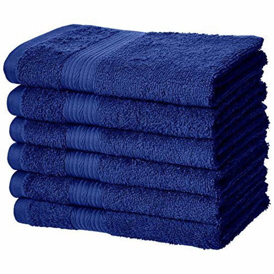 Picture of Amazon Basics Fade-Resistant Cotton Hand Towel - 6-Pack, Navy Blue