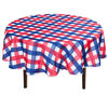 Picture of Hiasan 4th of July Round Tablecloth 60 Inch - Independence Day Waterproof Stain and Wrinkle Resistant Checkered Memorial Day Tablecloth for Dining Room, Outdoor Picnic, Blue & Red & White