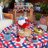 Picture of Hiasan 4th of July Round Tablecloth 60 Inch - Independence Day Waterproof Stain and Wrinkle Resistant Checkered Memorial Day Tablecloth for Dining Room, Outdoor Picnic, Blue & Red & White