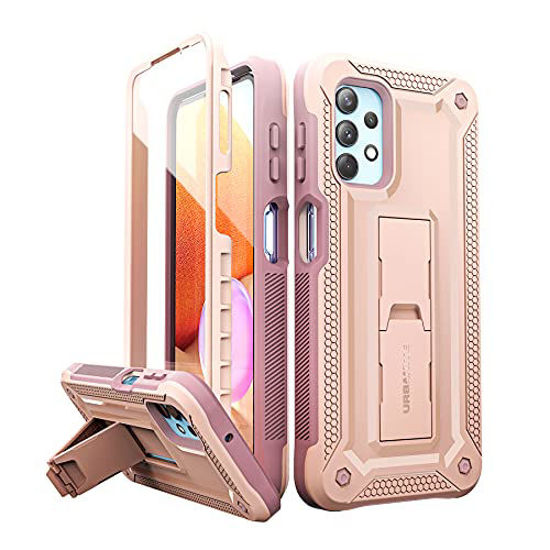 Picture of URBANITE for Samsung Galaxy A32 5G Case, Military-Grade Shockproof Double Protection Cover Case Built in Screen Protector and Stand fits Samsung A32 5G Phone 2021 (Pink)