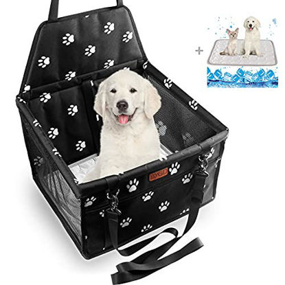 Picture of BYGD Dog Car Seat, with Upgrade Support Rod, Breathable and Foldable Pet Car Basket, Pet Dog Car Portable Seat, Suitable for Small and Medium Pets with Summer Cool Cushion