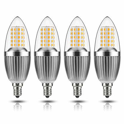 Picture of GEZEE  LED Candelabra Bulb, Non-Dimmable 100-Watt Light Bulbs Equivalent, 12W LED Candle Bulbs,Warm White 3000K Chandelier Bulbs, E12 Candelabra Base, 120V, 1200Lumens, 4.7in,Torpedo Shape(4 Pack)