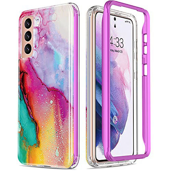 Picture of ESDOT for Samsung Galaxy S21 Plus Case,Military Grade Passing 21ft Drop Test,Rugged Cover with Fashionable Designs for Women Girls,Protective Phone Case for Galaxy S21 Plus 6.7" Colorful Opal Marble