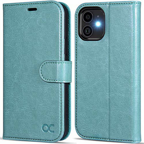 Picture of OCASE Compatible with iPhone 12 Mini Wallet Case, PU Leather Flip Folio Case with Card Holders RFID Blocking Kickstand [Shockproof TPU Inner Shell] Phone Cover 5.4 Inch (Mint Green)