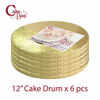 Picture of Cake Drums Round 12 Inches - (Gold, 6-Pack) - Sturdy 1/2 Inch Thick - Professional Smooth Straight Edges - Free Satin Cake Ribbon