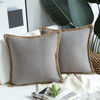 Picture of Phantoscope Pack of 2 Farmhouse Decorative Throw Pillow Covers Burlap Linen Trimmed Tailored Edges Pillowcase, Grey, 18 x 18 inches, 45 x 45 cm