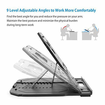 Picture of Drawing Tablet Stand, Laptop Stand, Foldable Stand for Tablet Display, 9 Levels Adjustable Angles with a Built-in Phone Holder, for 12-17 inch Drawing Tablet, MacBook, Laptop, iPad, Book, Phone 