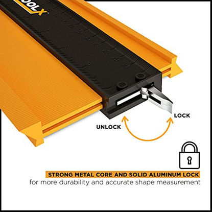 Picture of Contour Gauge with Lock & Pins Tightness Screws - Super Gauge Shape Profile Tool & Outline Master Duplicator for Corner Measuring & Angle Template Duplication, Tracing