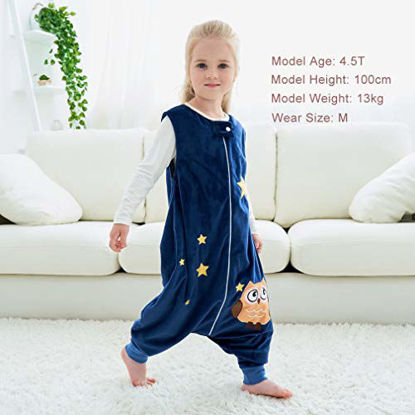 Picture of MICHLEY Baby Sleeping Bag Sack with Feet Autumn Winter Swaddle Wearable Blanket Sleeveless Nightgowns for Infant Toddler, 1-3T, Dark Blue Owl