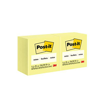 Picture of Post-it Notes 3x3 Inch, 12 Pads, America's #1 Favorite Sticky Notes, Canary Yellow, Clean Removal, Recyclable (654)