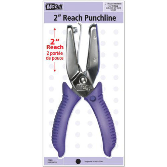 Picture of McGill 2" Reach Punchline Hole Punch, 1/4 Inch Round, Chrome/Purple (MCG52500C)