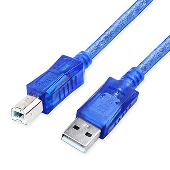 Picture of DTECH 6ft Shielded USB Printer Cable 2.0 A Male to B Male Port Data Transfer Square End Wire (6 Feet, Blue)