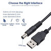 Picture of Onite 2pcs USB to DC 5.5x2.1mm Power Cable, 20AWG 3.3ft Barrel Jack Center Pin Positive Charger Cord for Led and Peripheral Products, Toys, Small Household Appliances (Data Transfer is Not Supported)