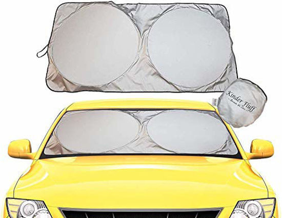 Picture of kinder Fluff Windshield Sun Shade -The Only Certified Car Window Shades Blocking 99.87% UVR-210T Automotive Window Sunshades as Cars,SUV,RV,Truck & Car Accessories - Accesorios para Carro (XLarge)