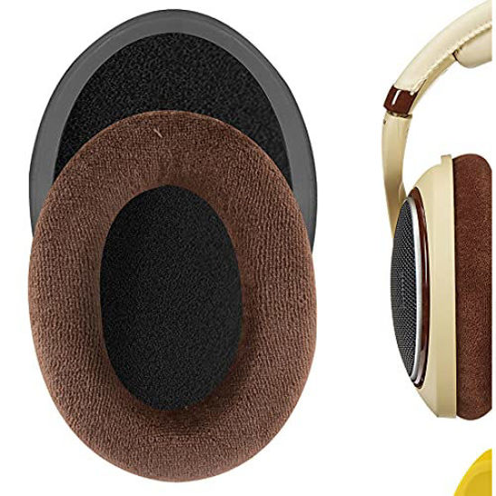 Picture of Geekria Comfort Velour Replacement Ear Pads for Sennheiser HD598, HD598SE, HD598CS Headphones Ear Cushions, Headset Earpads, Ear Cups Repair Parts (Brown)