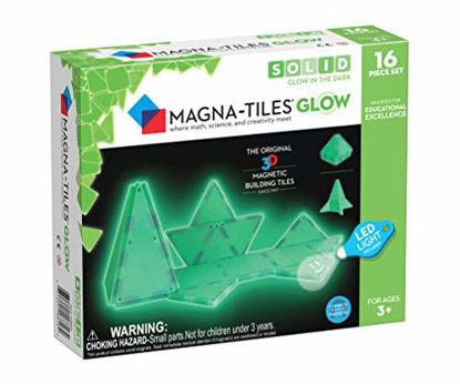 Picture of Magna-Tiles Glow In The Dark Set, The Original Magnetic Building Tiles For Creative Open-Ended Play, Educational Toys For Children Ages 3 Years + (16 Pieces + LED Light Included)