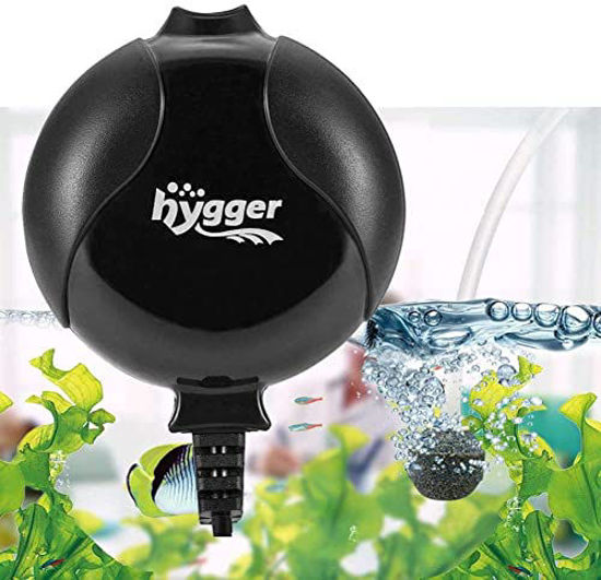 Picture of Hygger Quiet Mini Air Pump for Aquarium 1.5 Watt Oxygen Fish Air Pump for 1-15 Gallon Fish Tank with Accessories Black